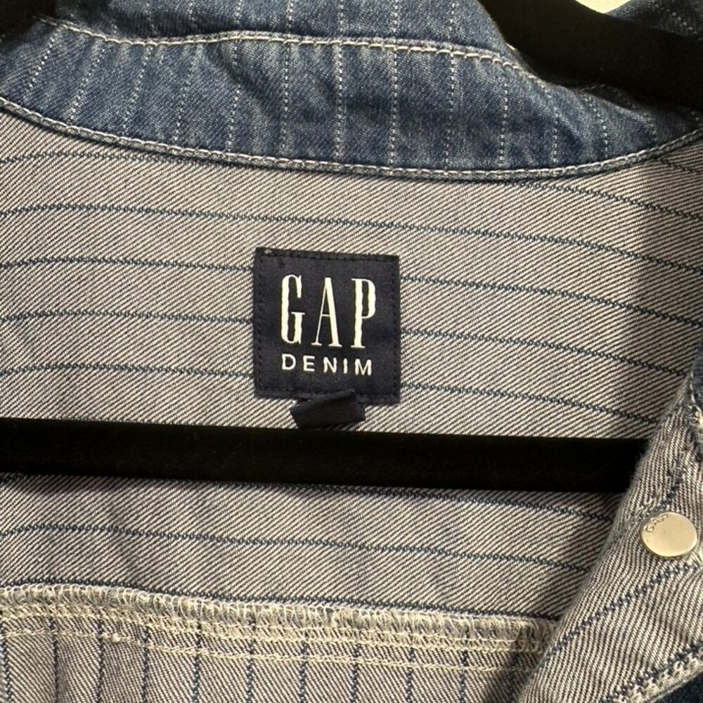 Gap Pinstripe Denim Utility Romper NWT Size 14 - Picture 4 of 5